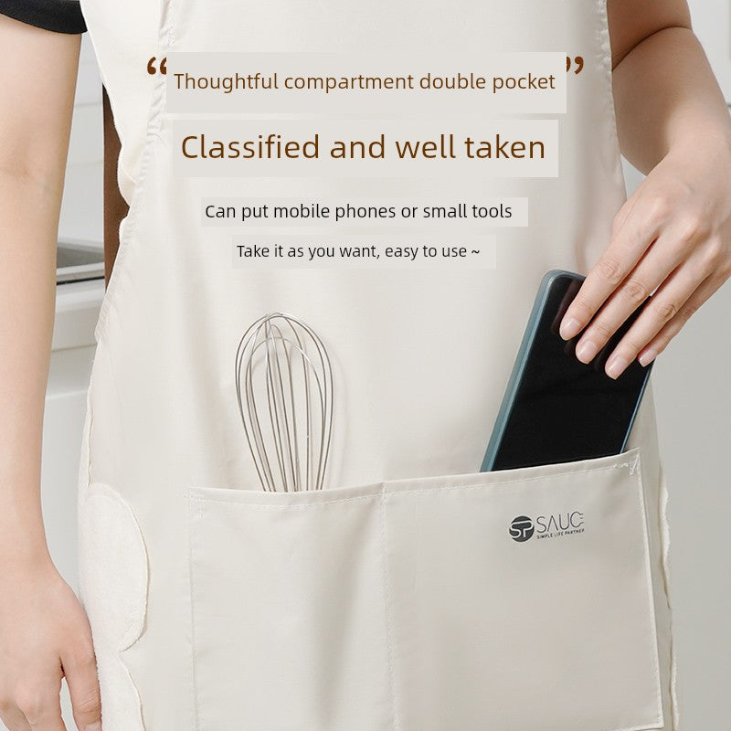 For Home Men's and Women's Catering Oil-Proof Erasable Hand Apron