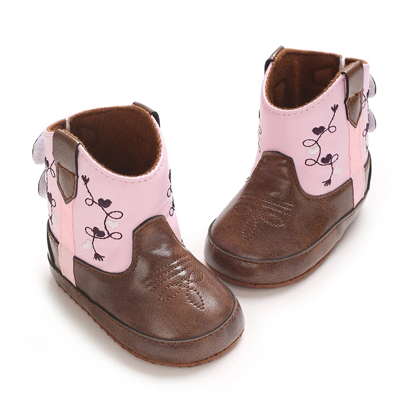 Baby Little Boots Soft PU and Cotton High Quality 2024 New Style Spring and Autumn Prewalking Shoes for Boys and Girls