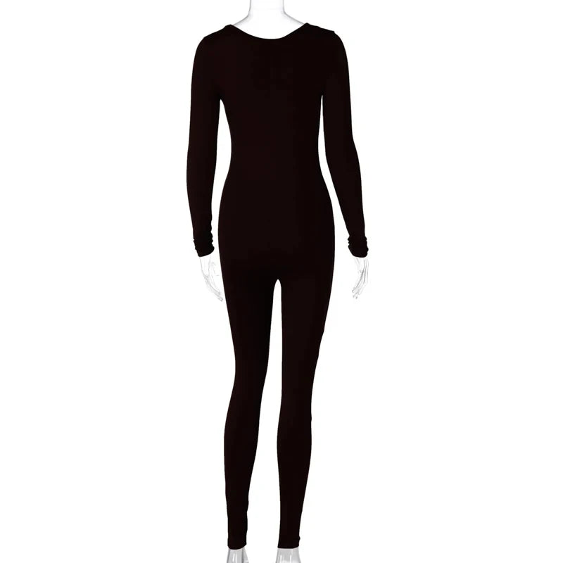 HAWTHAW Women 2024 Autumn Winter Long Sleeve Bodycon Streetwear Jumpsuit Overall One Piece Outfit Wholesale Items for Business