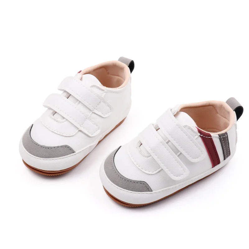 New White Baby Shoes Lovely Bear / Stripes Casual Soft Sole Anti-slip Infant Sports Toddler Boys Girls First Walkers