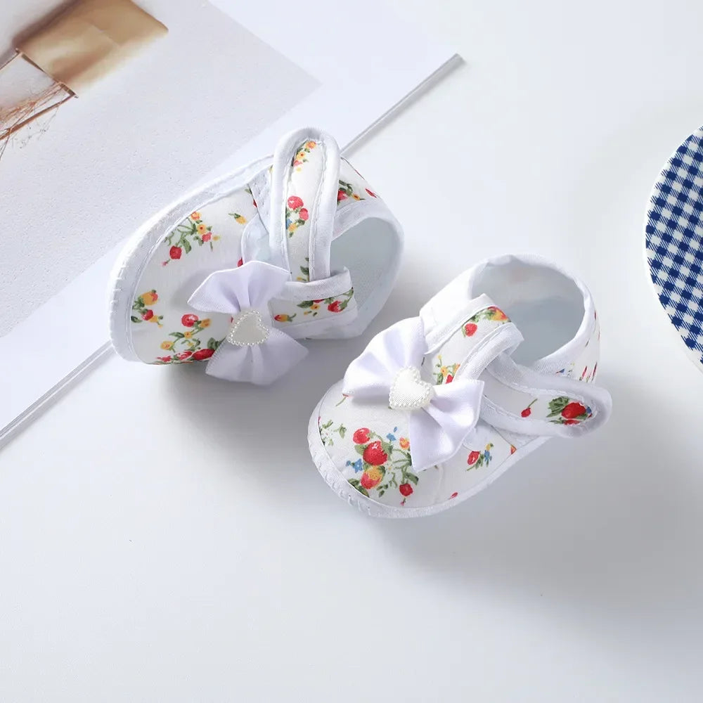 Spring New Princess Shoes 0-1 Year Old Baby Single Shoes Cute Bow Soft Soled Newborn Baby Walking Shoes