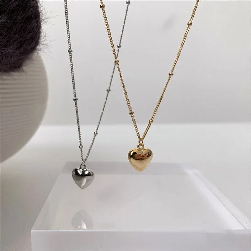 New Cross-border Couple Cavicle Chain Geometric Heart-shaped Light Luxury Temperament Simple Sweet Love Pendant Necklace Jewelry