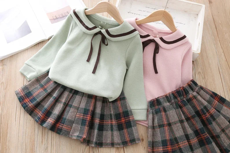 Toddler Girl Clothes Set Long Sleeve Sweater and Skirt Two Pcs Clothing Suit for Kids Baby Sweet Sets Basic Clothes