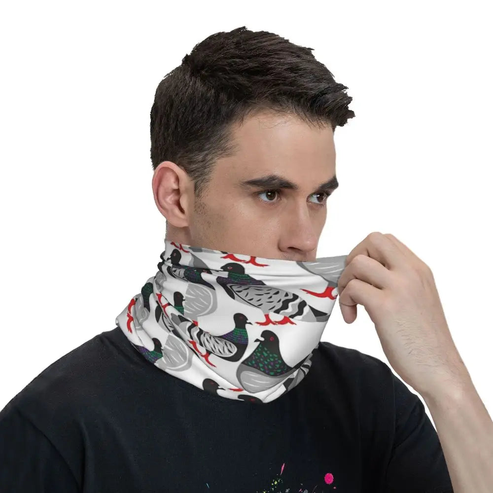 Pigeon Walk , Black Background Bandana Neck Cover Printed Magic Scarf Multifunction Cycling Scarf Running Unisex Adult Windproof