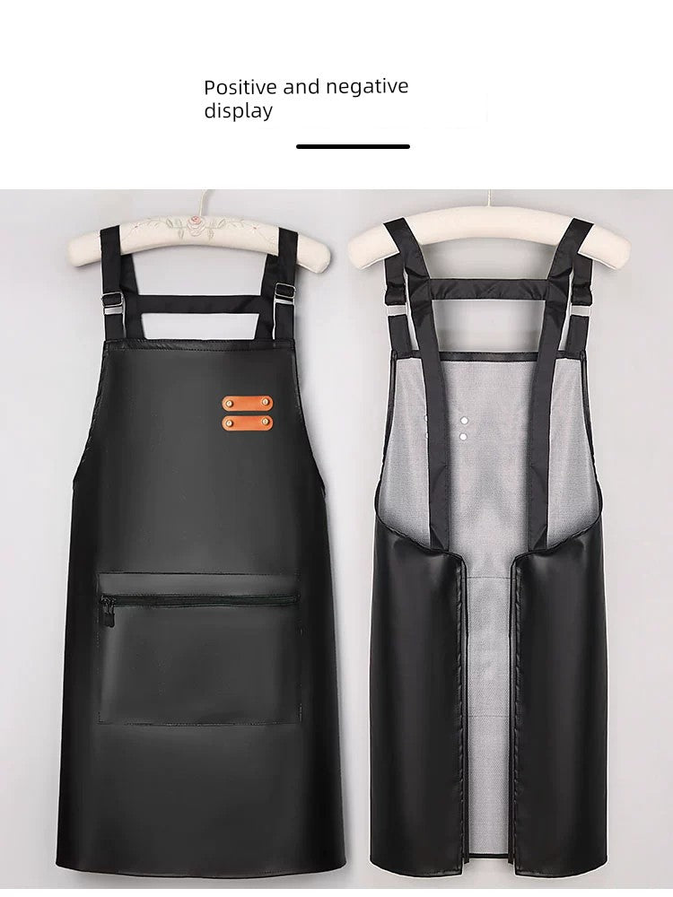 Fashion Leather Oil-Proof Household Catering Aquatic Apron