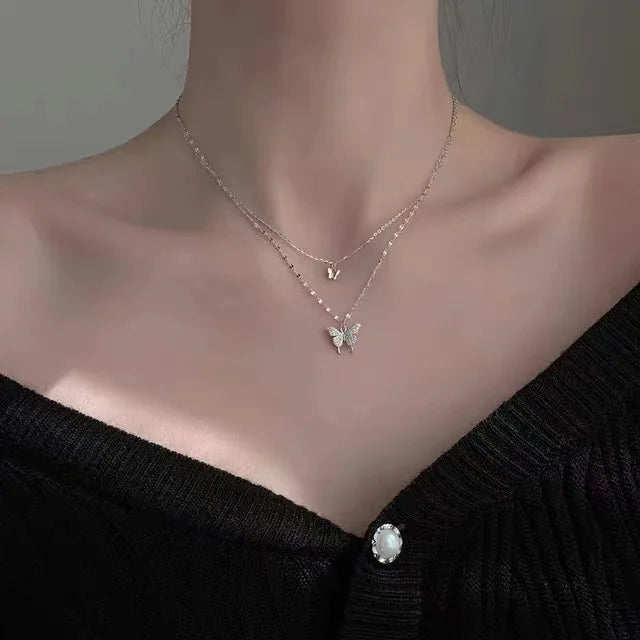 Fashion Trend Unique Design Elegant Exquisite Simple Zircon Star Snake Bone Chain Necklace Women Jewelry Party Gift Wholesale