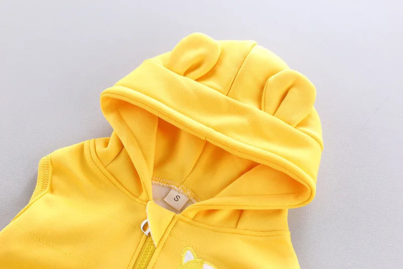 Winter Baby Fleece Clothing Sets Autumn Boys Girls Cotton Thicken Hooded Sweater Cartoon Bear Pants 3Pcs Kids Warm Outfits