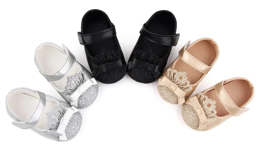 Baby Girl Shoes Cute Crown Soft PU Mary Jane Shoes Anti-slip Sole Spring Summer Sandal for Baby Girl New Fashion