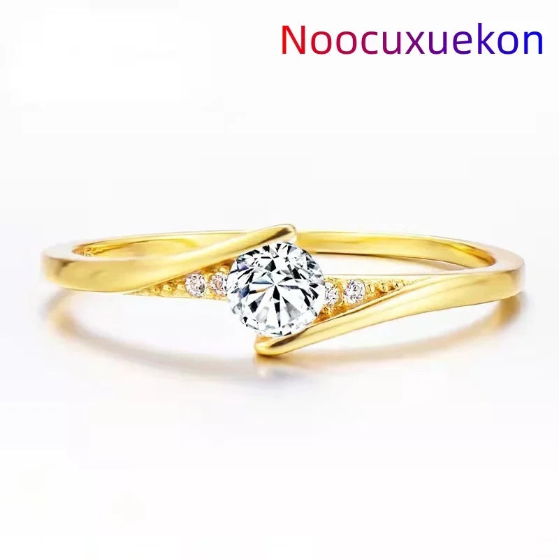 Never Fade White Rhinestone Rings for Women Round Zircon Crystal Rings Bride Promise Engagement Wedding Bands Gift Jewelry