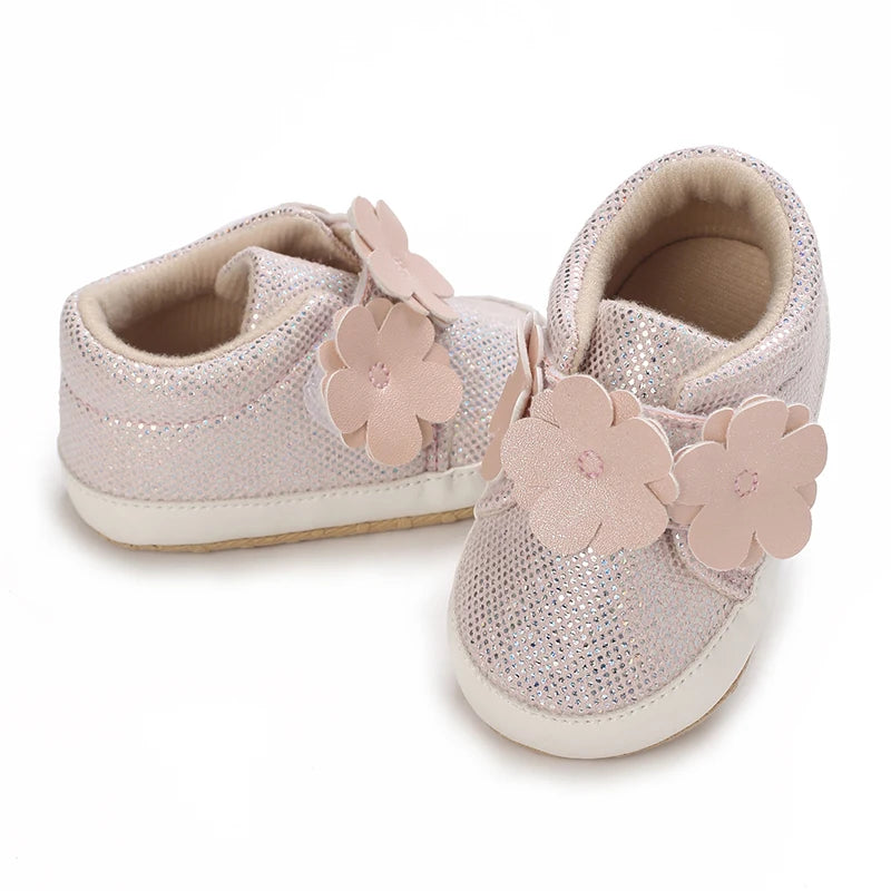 Spring and Autumn Sweet Pink Theme Girl Baby Casual Sports Shoes Soft Sole Comfortable Baby Walking Shoes 0-18M