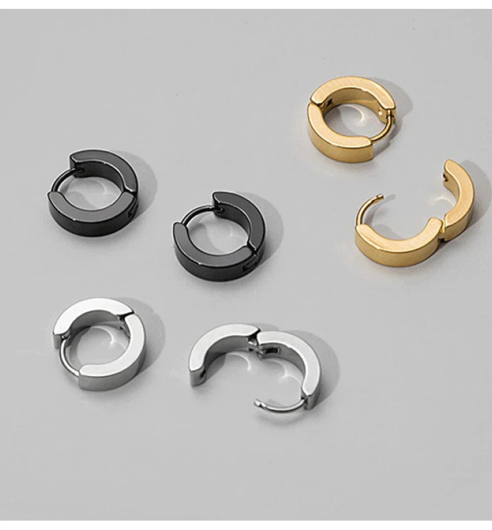 1 Pair Men Women Punk Stainless Steel Ear Circle Earring Simple Ear Buckle Gothic Fashion Jewelry Hot Selling Pop Jewelry gift