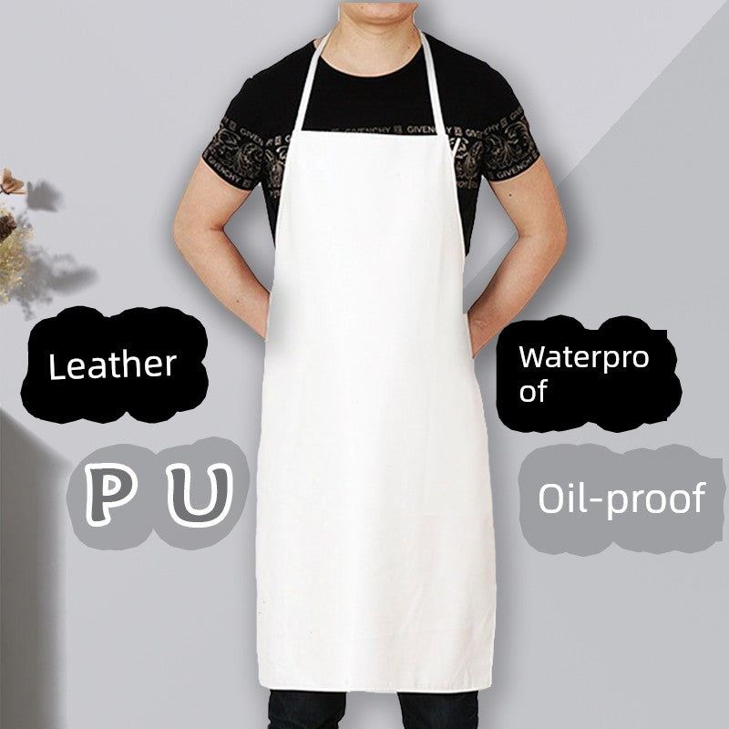 Pu Waterproof Dining Canteen Special White Kitchen Apron