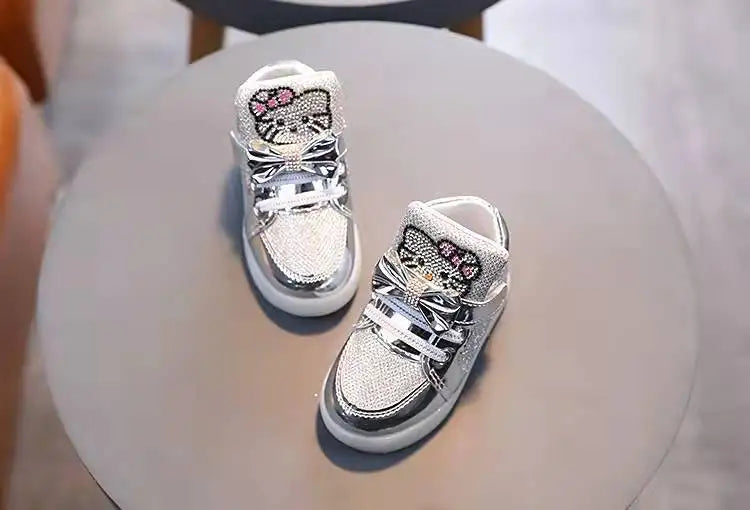 Disney Children Luminous Shoes Boys Girls Hello Kitty Shoes Flashing Lights Fashion Sneakers Toddler Little Kid Casual Sneakers