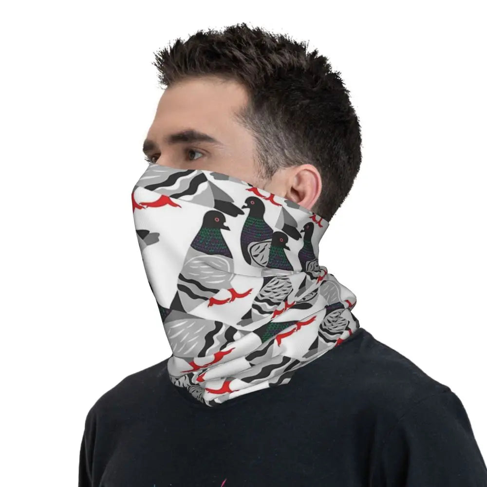 Pigeon Walk , Black Background Bandana Neck Cover Printed Magic Scarf Multifunction Cycling Scarf Running Unisex Adult Windproof