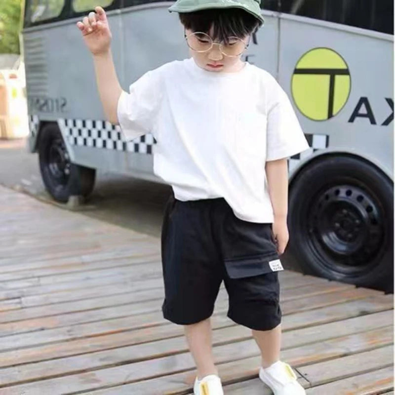 Kids Boy Shorts With Pocket Spring Summer Trousers Cotton Elastic Waist Fashion Short Pants Children Clothes