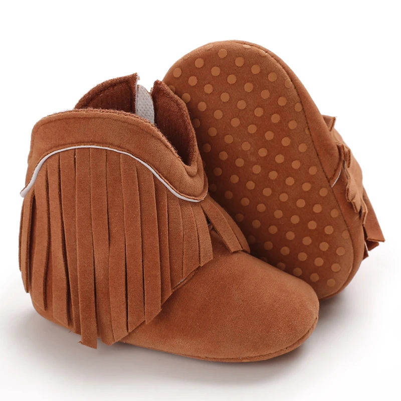 Baby Booties Vintage Tassel Anti-slip Sole Winter Warm Baby Boys Girls Shoes Snow Booties First Walkers Infant Shoes