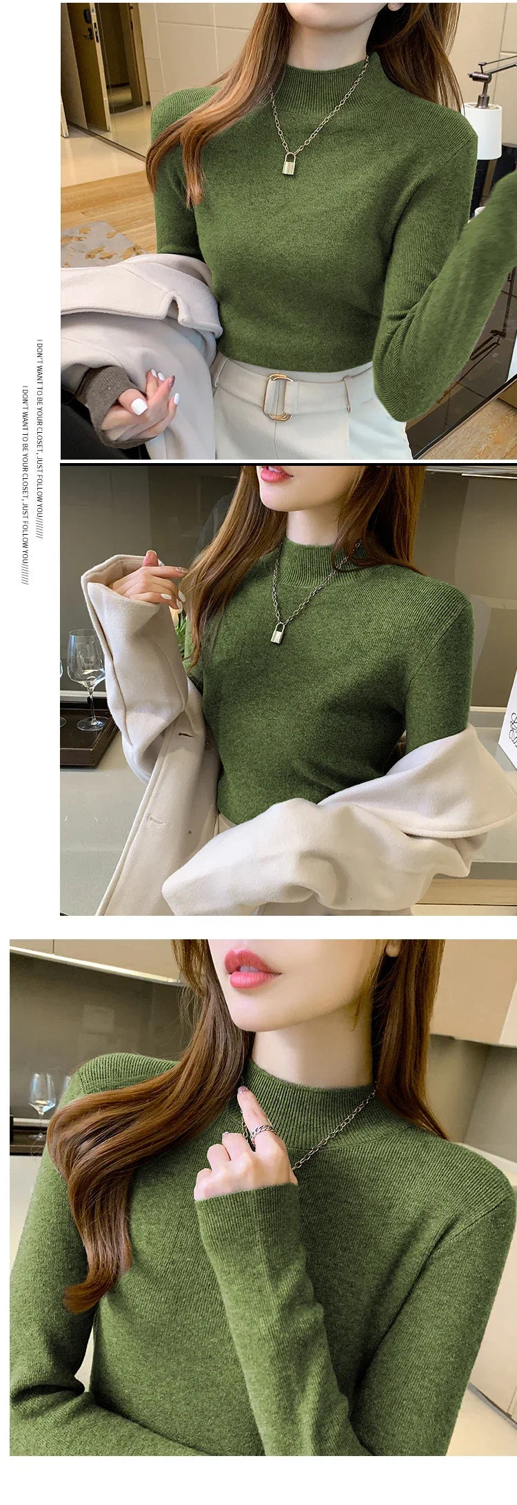 Autumn Turtleneck Sweater Women Fashion Stretch Tops Women Knitted Pullovers Long Sleeve Bottoming Knitted Sweater