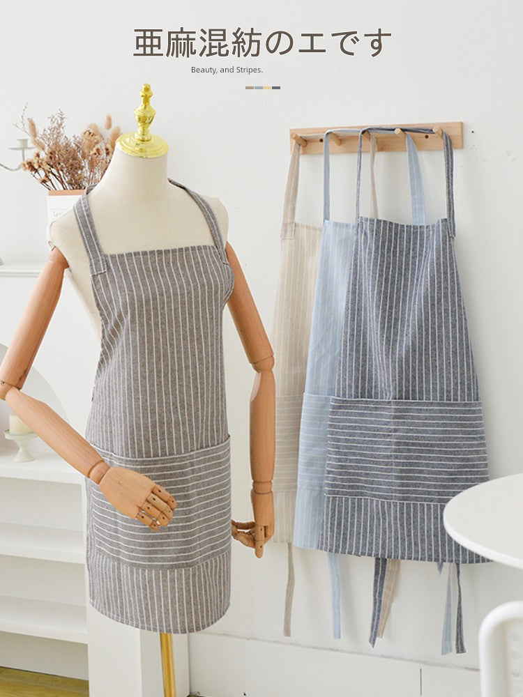 Japanese-Style For Home Cotton and Linen Catering and Cooking Women's Apron