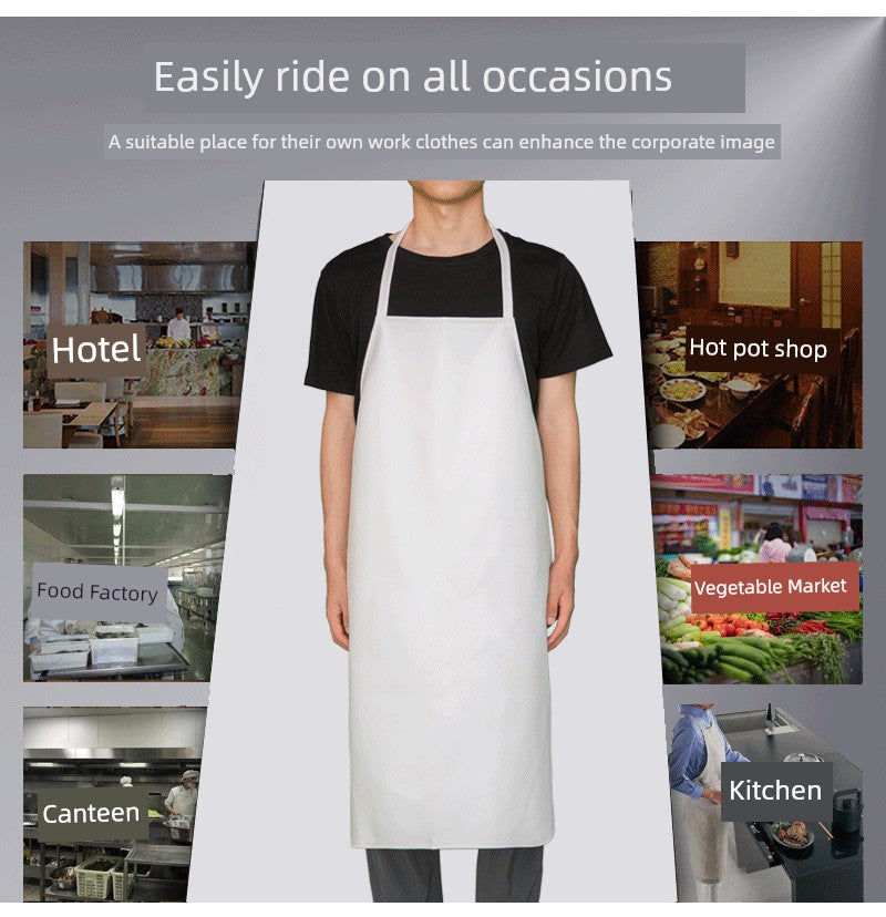 Pu Waterproof Dining Canteen Special White Kitchen Apron