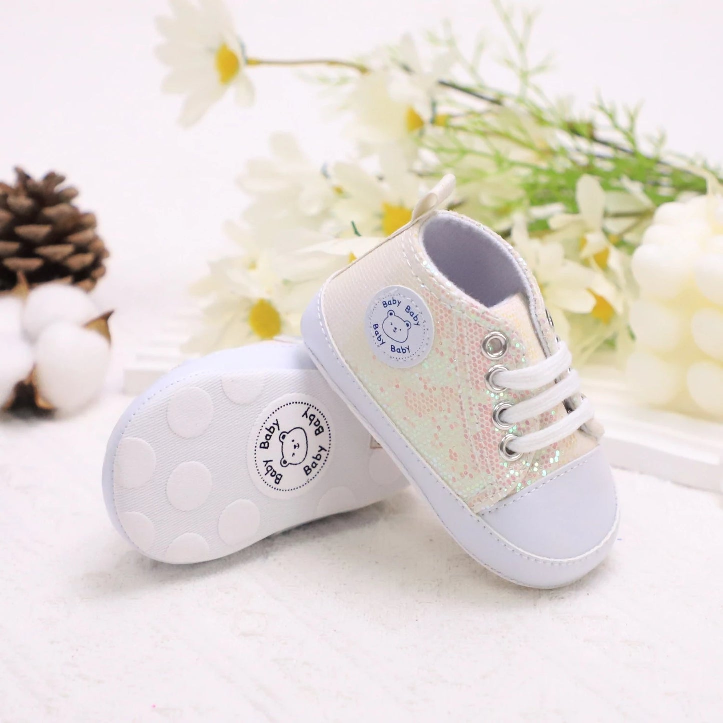 Trendy Comfortable Sequin Sneakers For Baby Boys, Lightweight Non Slip Shoes For Indoor Outdoor Walking, Spring And Autumn