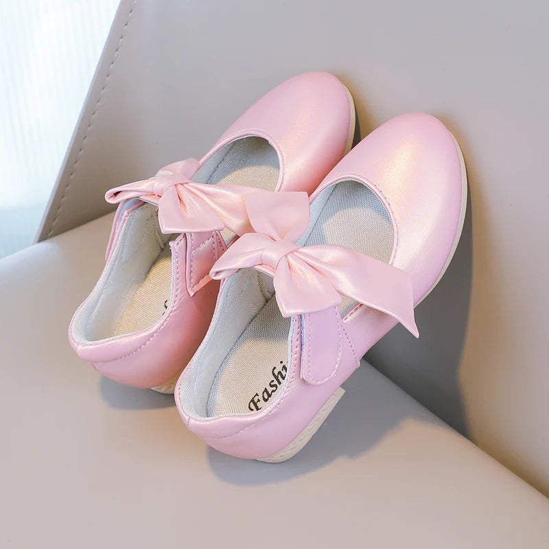 Girls Princess Shoes Shallow Bowknot Metallic Color Fashion Sweet Girl's Mary Janes Shoes Light Non-slip 26-36 Kids Ballet Flats