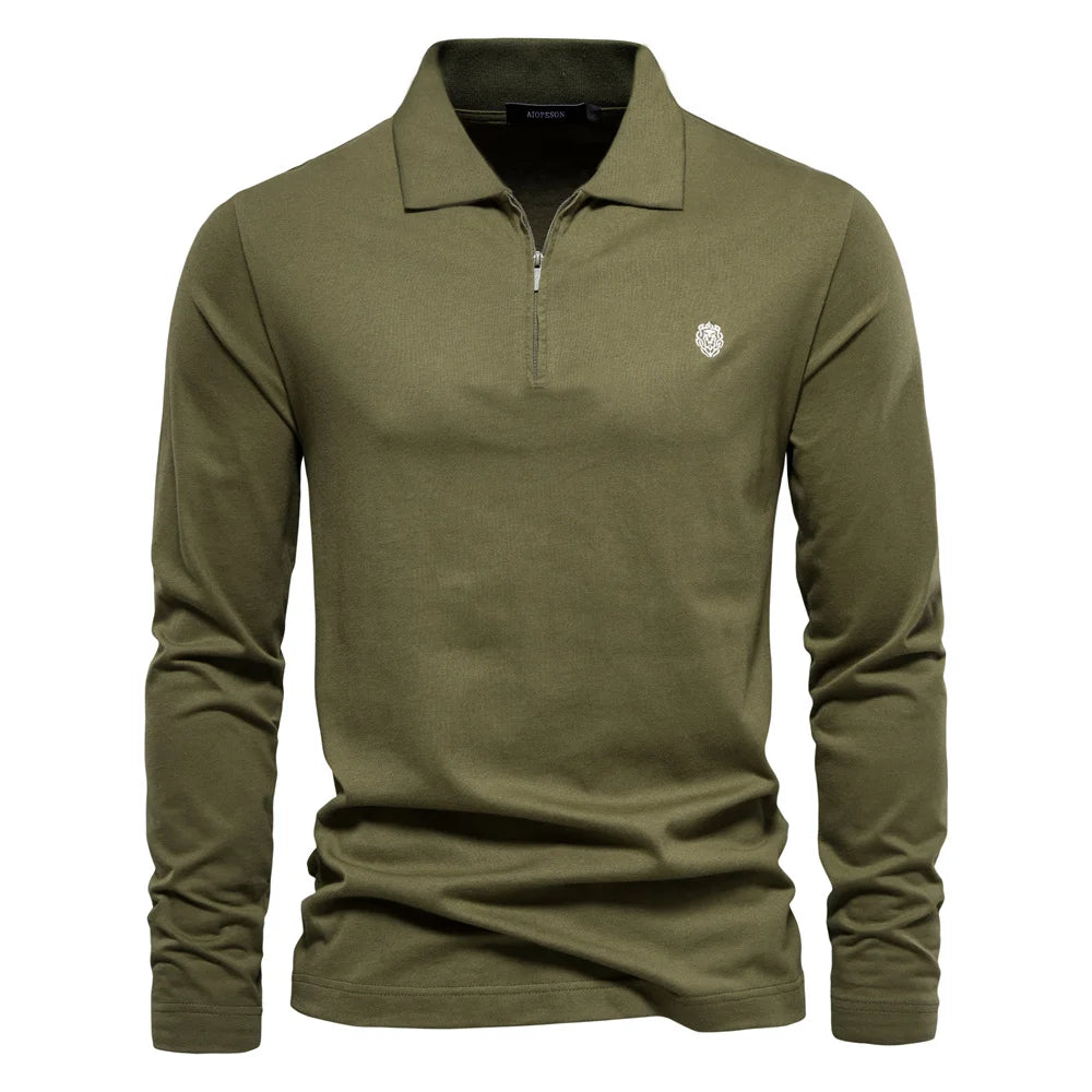 AIOPESON Brand Long Sleeve Men's Polo Shirts 100% Cotton Solid Color Casual Polo Shirts for Men New Sping Autumn Basic Polos Men