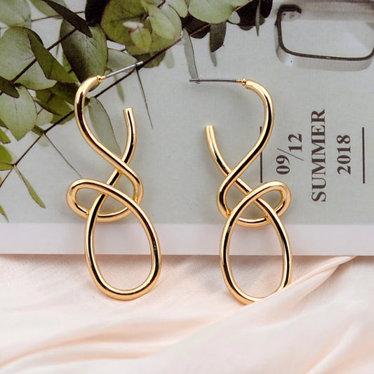 Vintage Metal Knitted Dangle Earrings for Women Personalized Fashion Distorted Irregular Geometry Drop Earrings Punk Jewelry