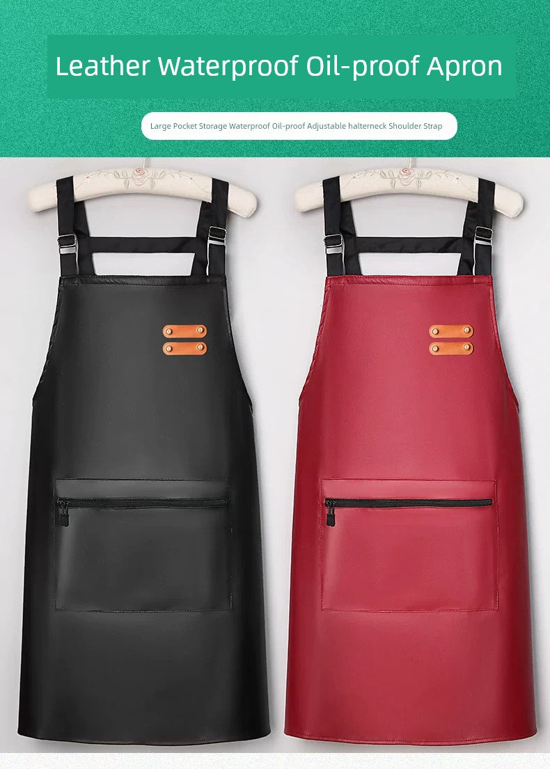 Fashion Leather Oil-Proof Household Catering Aquatic Apron