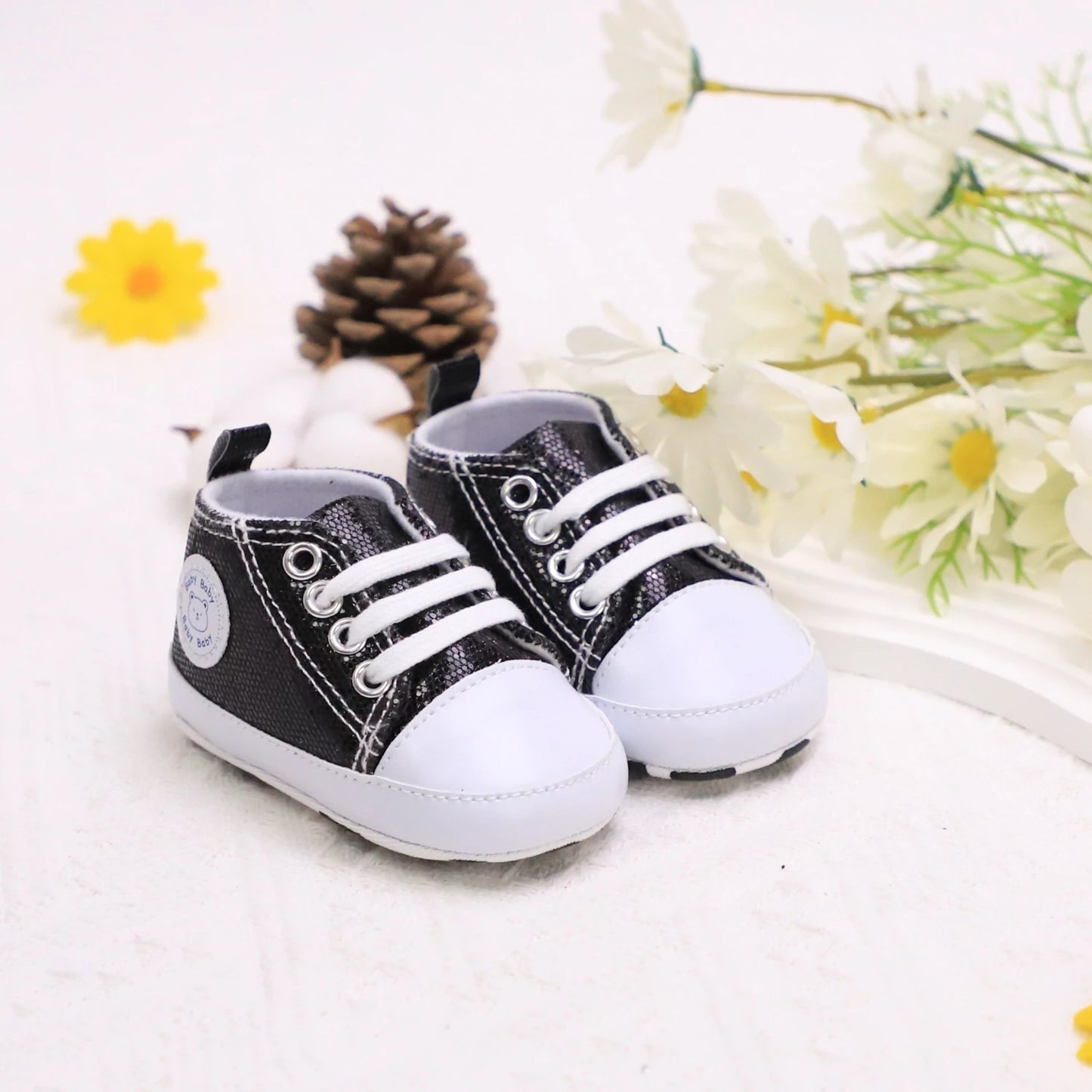 Trendy Comfortable Sequin Sneakers For Baby Boys, Lightweight Non Slip Shoes For Indoor Outdoor Walking, Spring And Autumn