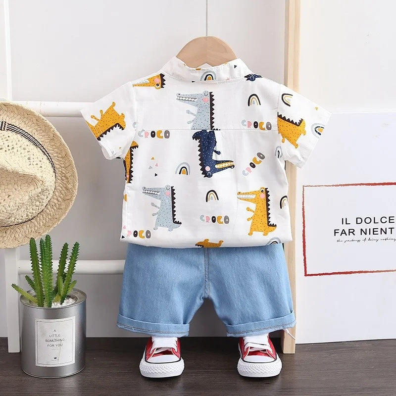 New Summer Baby Boys Clothes Suit Children Fashion Cartoon Shirt Shorts 2Pcs/Sets Toddler Casual Costume Infant Kids Tracksuits