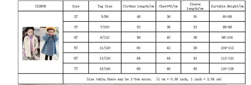 Winter Girl Baby Jacket Outdoor Cardigan Children's Medium Length Woolen Cotton Coat Thickened Double Breasted Jacket New 2024