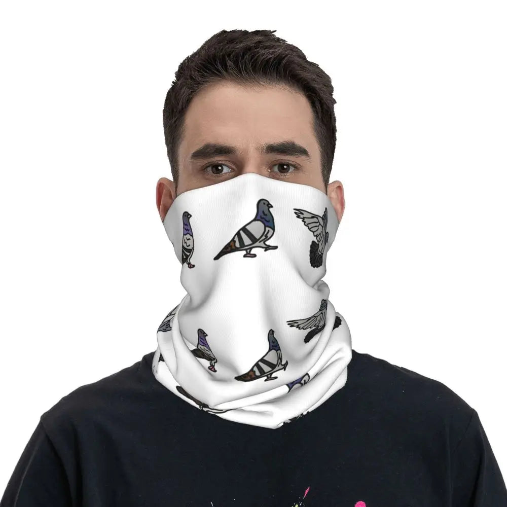 Pigeon Walk , Black Background Bandana Neck Cover Printed Magic Scarf Multifunction Cycling Scarf Running Unisex Adult Windproof