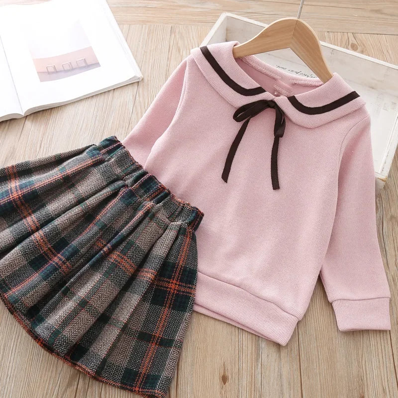 Toddler Girl Clothes Set Long Sleeve Sweater and Skirt Two Pcs Clothing Suit for Kids Baby Sweet Sets Basic Clothes