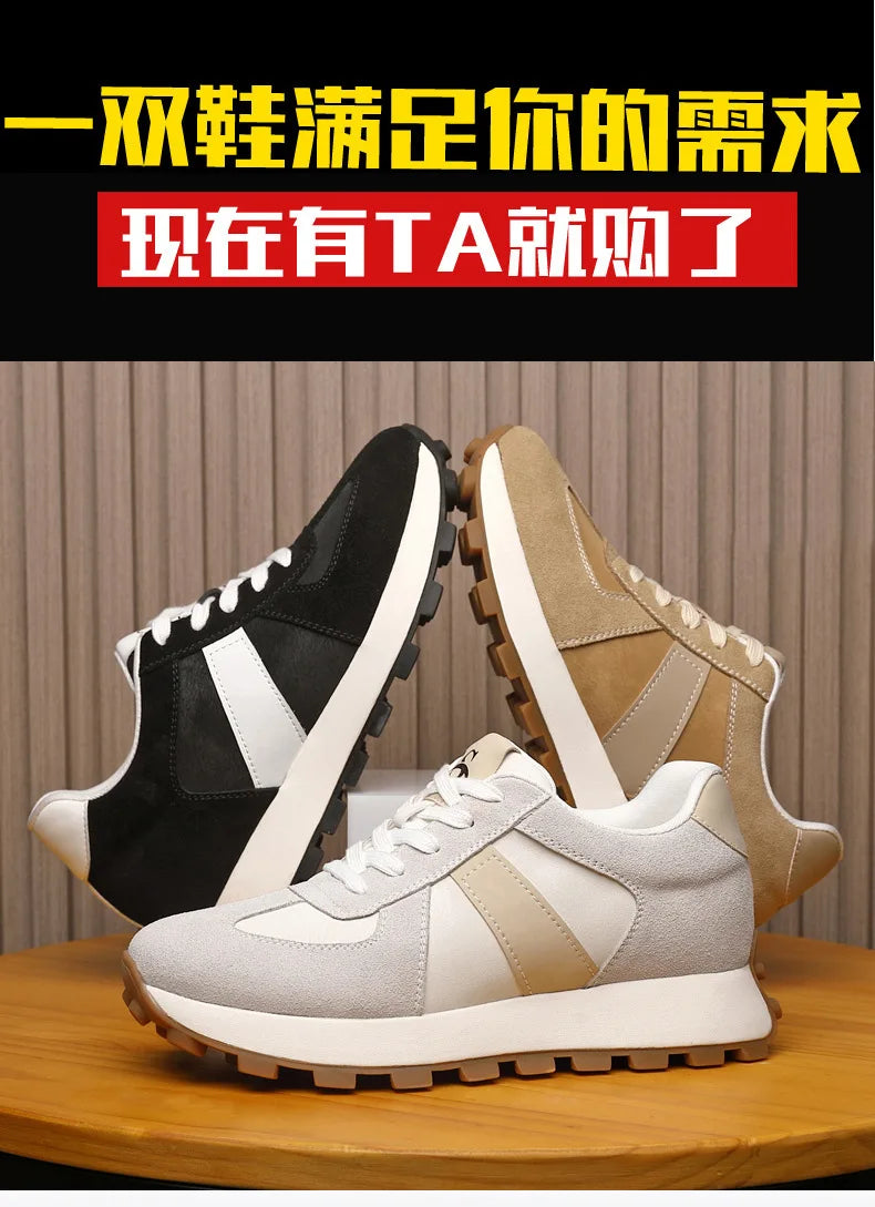 Genuine Leather Men Sneakers Elevator Shoes Hidden Height Increasing Shoes Men 8 6CM Sports Casual Flat Oxfords Man Heightening