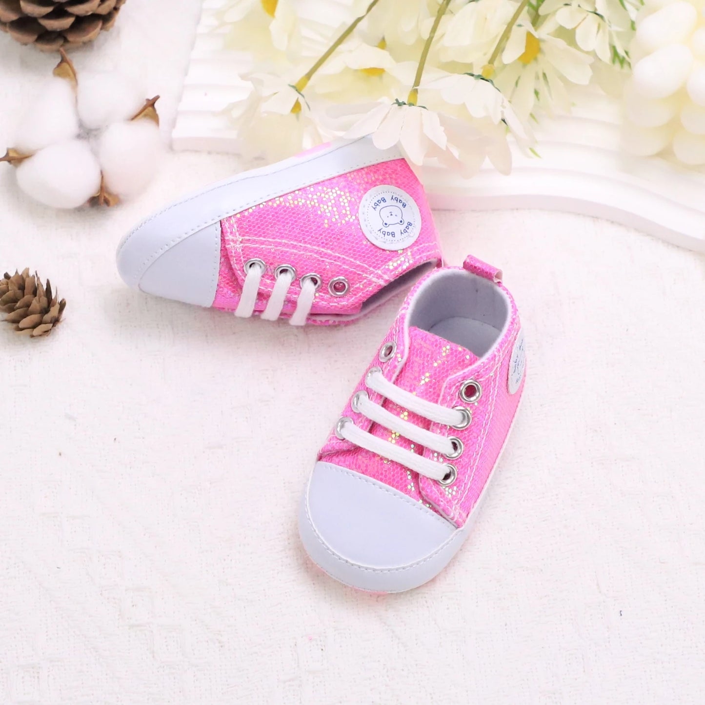 Trendy Comfortable Sequin Sneakers For Baby Boys, Lightweight Non Slip Shoes For Indoor Outdoor Walking, Spring And Autumn