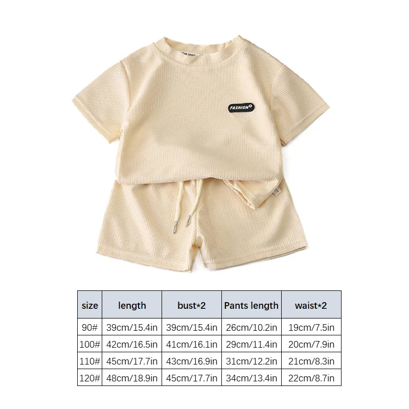 2Pcs Baby Boy Summer Outfits Kids Short Sleeve Shorts Set Summer Solid Color Children Tracksuits Cotton Tee Pant Suit