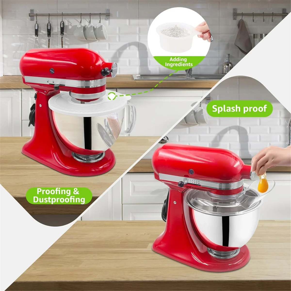 For KitchenAid 4.5-5 Quart Tilt-Head Stand Mixers, Secure Pouring Shield & Mixers Bowl Covers Mixer Splatter Guard Lids