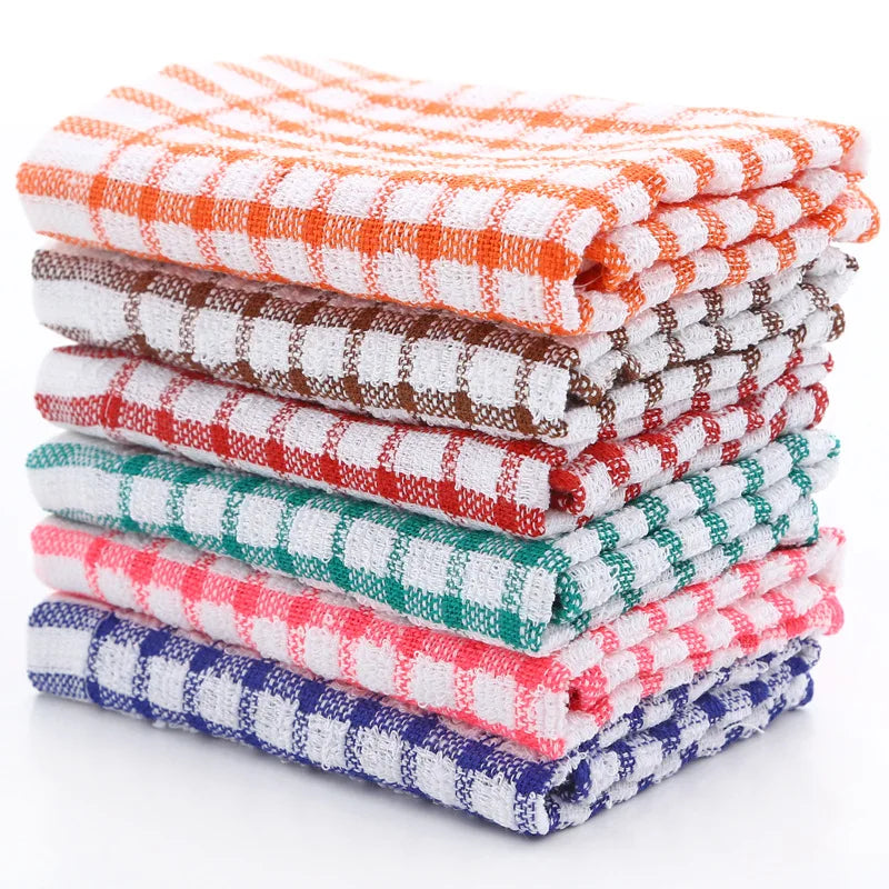 6PCS Cotton Kitchen Towel Absorbent Clean Dish Towels Kichen Cleaning Supplies