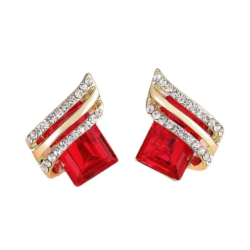 Fashion Gold-plated Zircon Earrings Crystal Earrings Engagement Earrings for women Princess Jewelry Birthday Anniversary Gifts