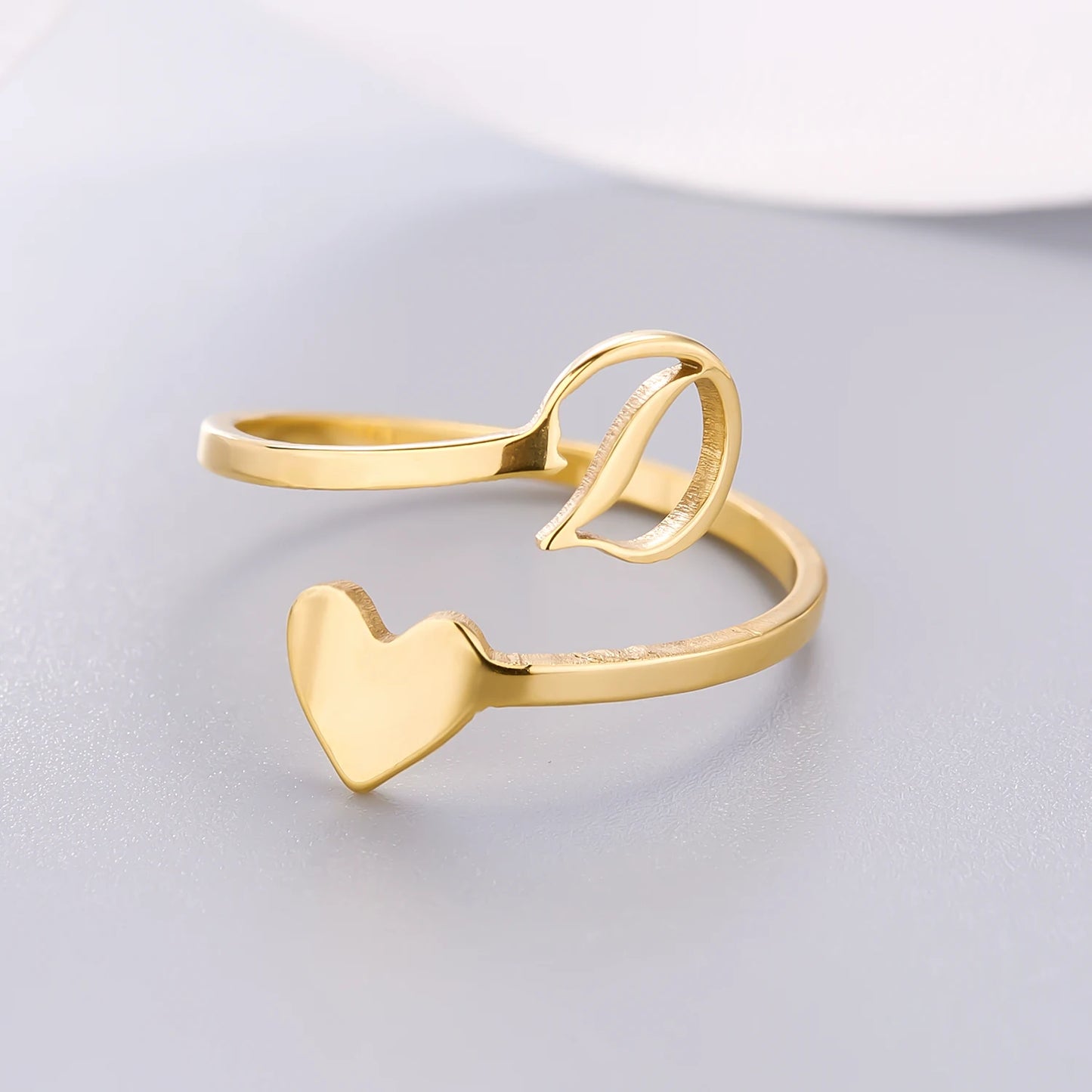 Simple Romantic Heart and Letter Rings A-Z 26  Alphabet Initials Ring For Women Opening Finger Ring Party Jewelry Birthday Gift