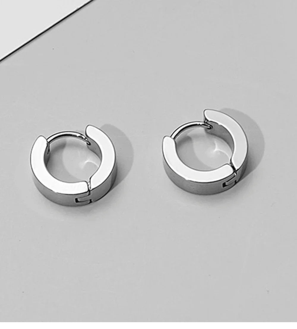 1 Pair Men Women Punk Stainless Steel Ear Circle Earring Simple Ear Buckle Gothic Fashion Jewelry Hot Selling Pop Jewelry gift