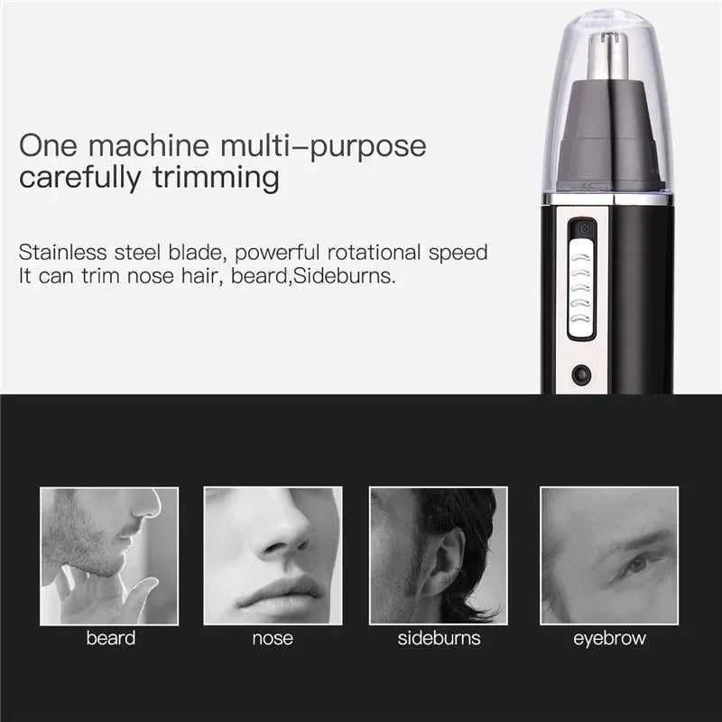 Kemei 4in1 Rechargeable Nose Trimmer Beard Trimer Men Micro Shaver Eyebrow Nose Hair Trimmer Nose and Ear Cleaner Grooming Set