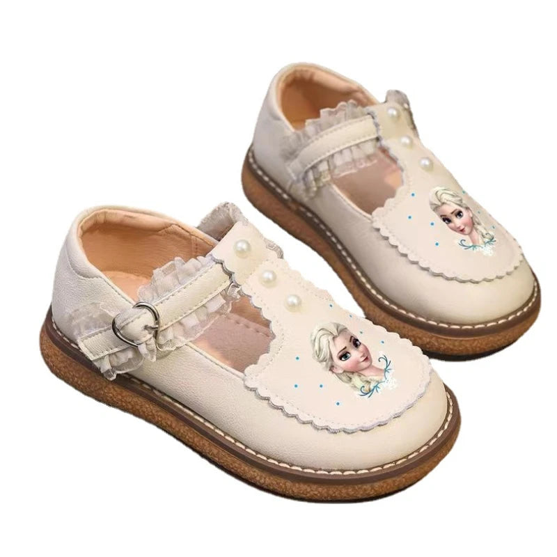 Disney Children's Girls' Leather Casual Shoes Spring Frozen Princess Girls' Soft Sole Non-slip Shoes Baby Shoes Lolita Girls