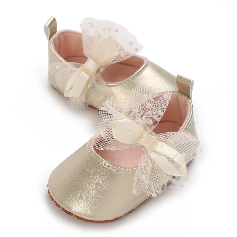 0-18M Girls' Baby Shoes Fashionable Classic Gold Theme Princess Shoes Soft Sole Comfortable Baby Walking Shoes