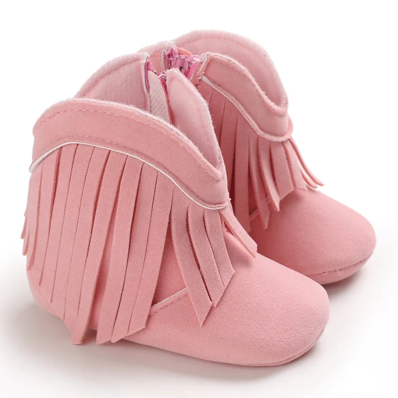 Baby Booties Vintage Tassel Anti-slip Sole Winter Warm Baby Boys Girls Shoes Snow Booties First Walkers Infant Shoes