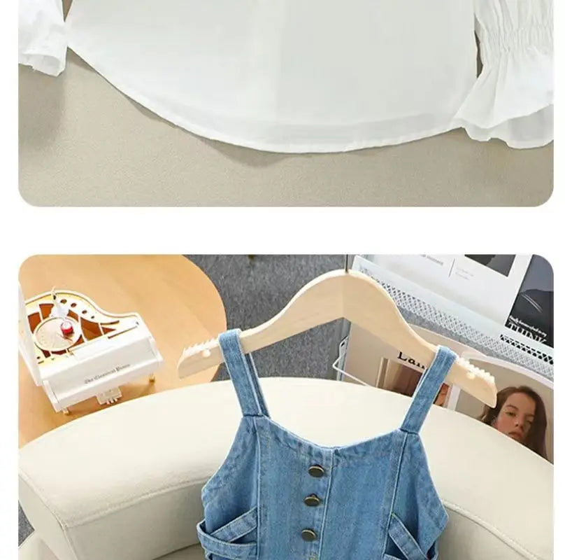 Kids Girls Denim Set 2023 Spring New Children's Clothing Girls Big Boy Yangpai Spring And Autumn Set Skirt Girls Dress