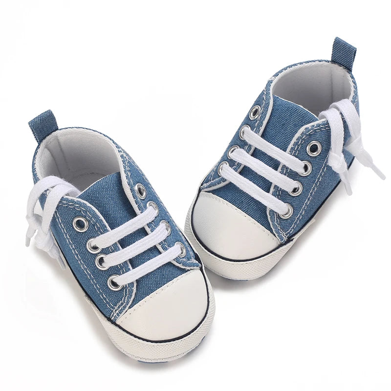 Baby Canvas Classic Sports Shoes Newborn Boys and Girls Printed Star First Walkers Shoes Infant Anti slip Baby Shoes