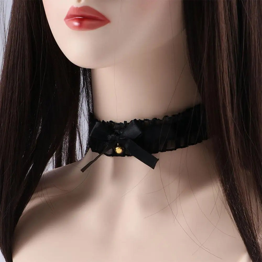 Sweet Elegant Lolita Pendant Maid Choker For Girls Korean Necklace Bow Bell Necklace Cosplay Neck Jewelry Woman Clavicle Chain