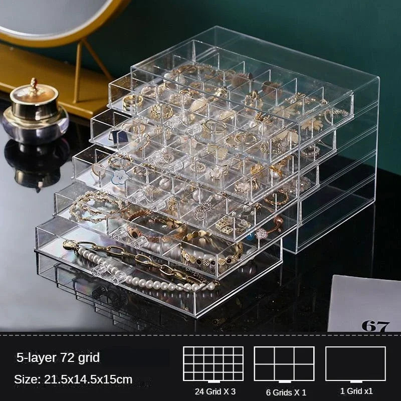 31/72/79/120 Grids Earring Earbuds Storage Boxes Acrylic Jewelry Organizer Stackable Nail Art Diamond Display Stand Drawer