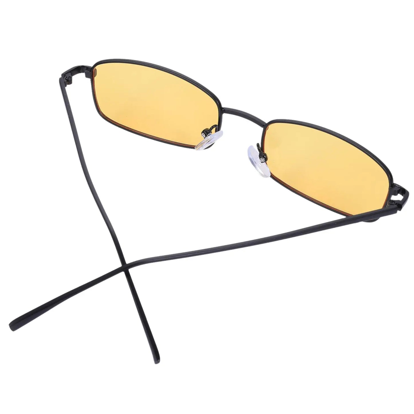 Vintage Sunglasses Women Men Rectangle Glasses Small Retro Shades sunglasses women S8004 black frame yellow